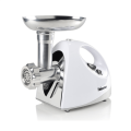 Tristar VM-4210 White, 3 Stainless steel grinding plates, Aluminum grinder head, Aluminum hopper tray, Sausage stuffer, Kubbe attachment, Sausage accessory, Stainless steel blade (Attēls 1)