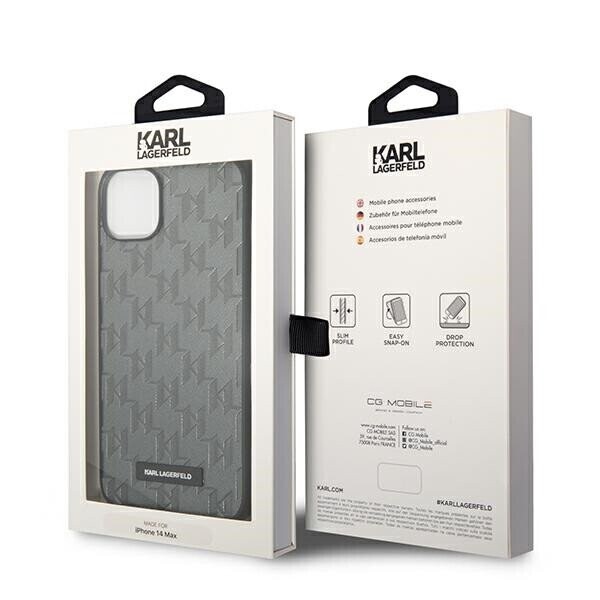 Karl Lagerfeld KLHCP14SSAKLHPG iPhone 14 6,1" hardcase szary|grey Saffiano Mono Metal Logo (Attēls 8)