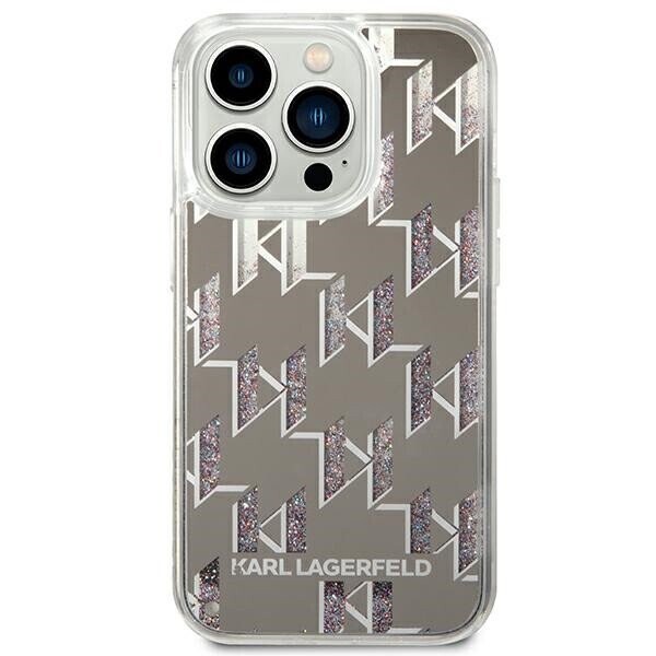 Karl Lagerfeld KLHCP14XLMNMS iPhone 14 Pro Max 6,7" hardcase srebrny|silver Liquid Glitter Monogram (Attēls 3)