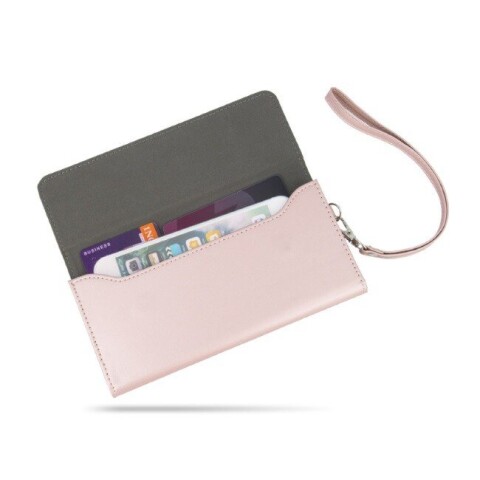 TakeMe Chic серии Эко-кожаные Универсальный (17x8cm) чехол-кошелек с ремешком для мобильных устройств до 6" Розово золотой (Фото 2)