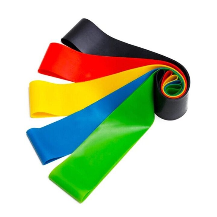 TakeMe Dažādas pretestības vingrošanas lateksa lentes (5gab.) ar uzglabāšanas somiņu Rainbow (Attēls 1)