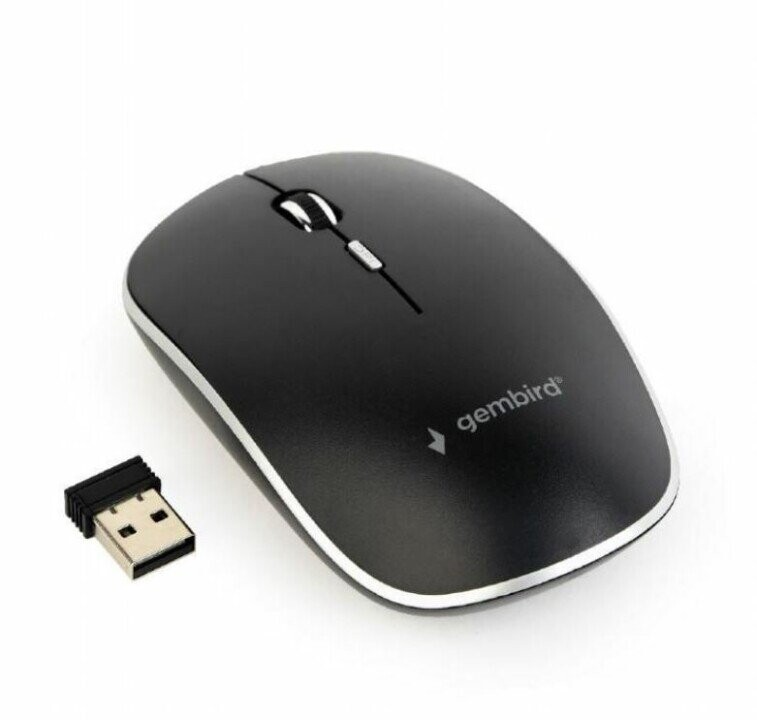 Gembird Silent Wireless Optical Mouse MUSW-4BS-01 USB, Black (Attēls 3)