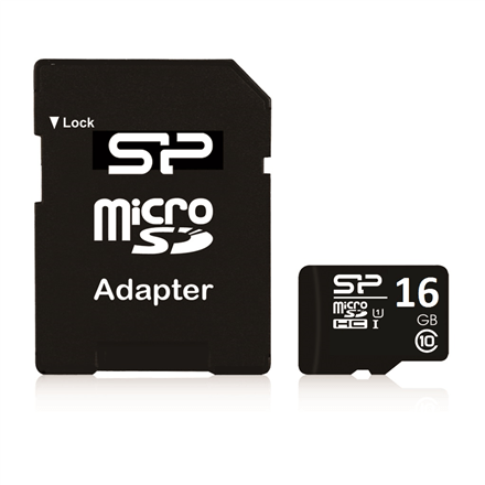 Silicon Power 16 GB, MicroSDHC, Flash memory class 10, SD adapter (Фото 1)
