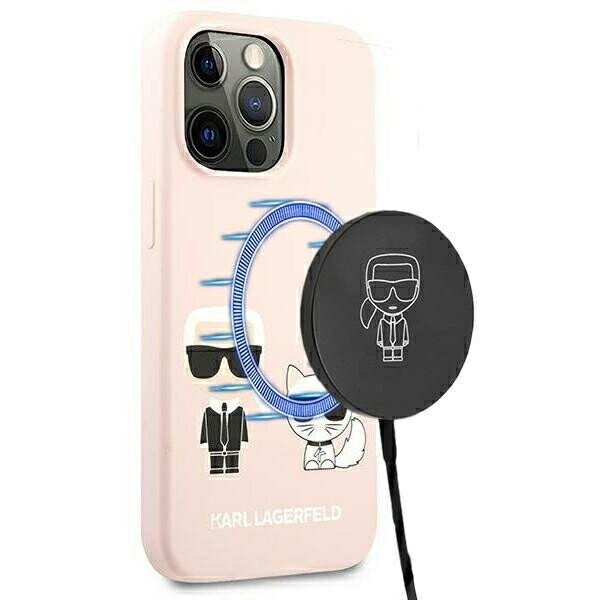 Karl Lagerfeld KLHMP13LSSKCI iPhone 13 Pro  | 13 6,1" hardcase jasnoróżowy|light pink Silicone Ikonik Karl & Choupette Magsafe (Attēls 1)