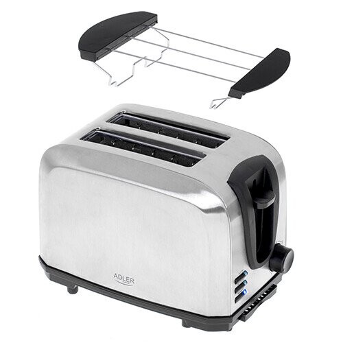 Adler Toaster AD 3222 Power 700 W, Number of slots 2, Housing material Stainless steel, Silver (Attēls 2)
