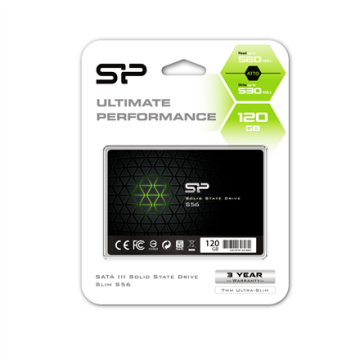 Silicon Power S56 120 GB, SSD form factor 2.5", SSD interface SATA, Write speed 530 MB/s, Read speed 560 MB/s (Attēls 1)