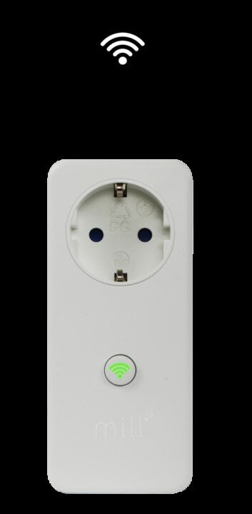 Mill WIFI Socket with integrated thermostat, for heaters. Max. power: 2  300W. Control all your heaters situated in multiple locations (home, cabins  etc), all inside the Millheat app., White, SIA SELENA L