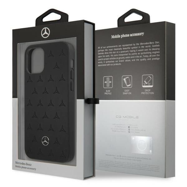 Mercedes MEHCP12LPSQBK iPhone 12 Pro Max 6,7" czarny|black hardcase Leather Stars Pattern (Фото 8)