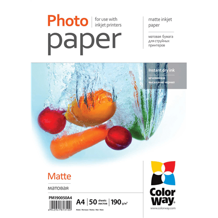 ColorWay Matte Photo Paper, 50 sheets, A4, 190 g/m² (Фото 1)