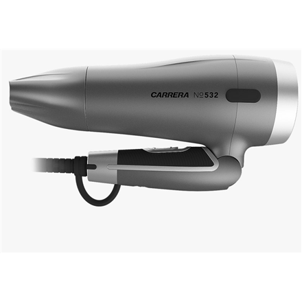 Carrera 532 Compact Hairdryer  Ionic function, Foldable handle, 1600 W, Silver/Black (Фото 1)