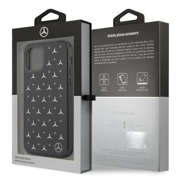 Mercedes MEHCP12MESPBK iPhone 12|12 Pro 6,1" czarny|black hardcase Silver Stars Pattern (Attēls 8)