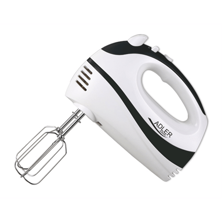 Hand Mixer Adler AD 4205 b White, Black, Hand Mixer, 300 W, Number of speeds 5, Shaft material Stainless steel, (Фото 1)