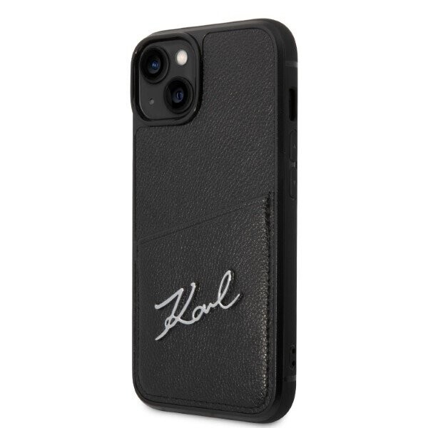 Karl Lagerfeld KLHCP14SCSSK iPhone 14 6,1" hardcase czarny|black Signature Logo Cardslot (Attēls 2)