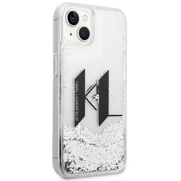 Karl Lagerfeld KLHCP14SLBKLCS iPhone 14 6,1" srebrny|silver hardcase Liquid Glitter Big KL (Attēls 4)