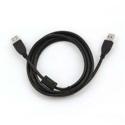 Cablexpert USB 2.0 A M/FM 1.8 m, Black, USB extension cable (Attēls 1)