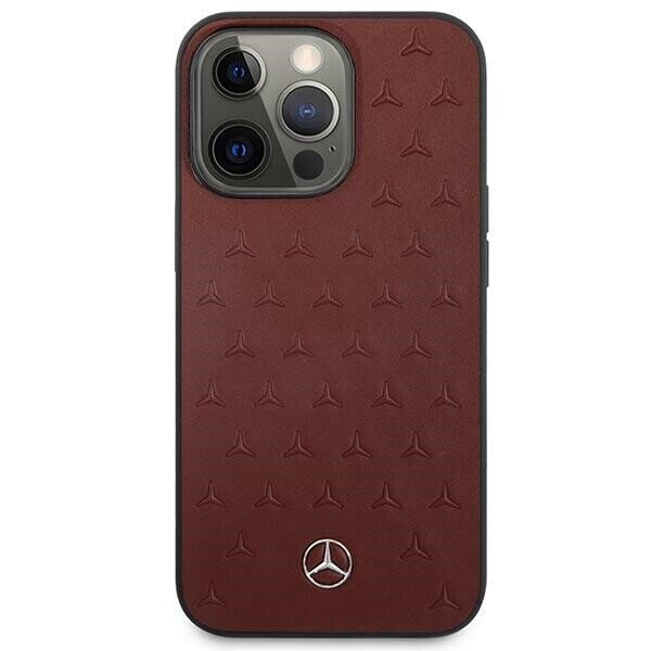 Mercedes MEHCP13LPSQRE iPhone 13 Pro | 13 6,1" czerwony|red hardcase Leather Stars Pattern (Attēls 3)