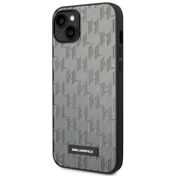 Karl Lagerfeld KLHCP14SSAKLHPG iPhone 14 6,1" hardcase szary|grey Saffiano Mono Metal Logo (Attēls 2)