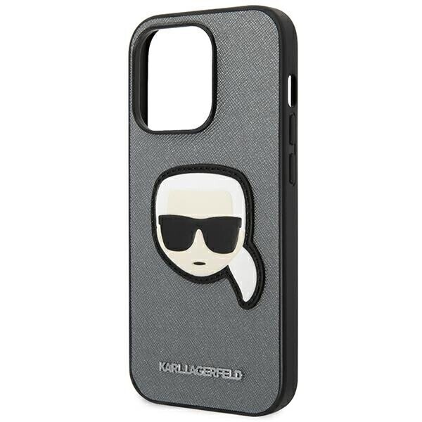 Karl Lagerfeld KLHCP14XSAPKHG iPhone 14 Pro Max 6,7" srebrny|silver hardcase Saffiano Karl`s Head Patch (Attēls 6)