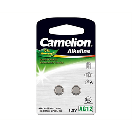 Camelion AG12/LR43/LR1142/386, Alkaline Buttoncell, 2 pc(s) (Attēls 1)