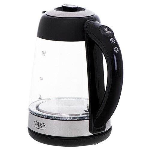 Adler Kettle AD 1285 Electric, 2200 W, 1.7 L, Glass/Stainless steel, 360° rotational base, Grey (Фото 3)