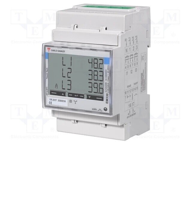 Carlo Gavazzi EM330 Power meter 3f 400V 5A LCD RS485 Modbus port MID ...