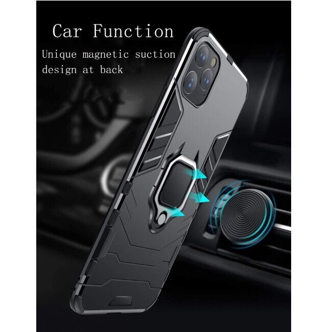 TakeMe Armor aizmugures maks-apvalks ar stendu / pirksta turētāju / magnētu auto turētājam Samsung Galaxy S21 FE (G990B) Melns (Attēls 3)