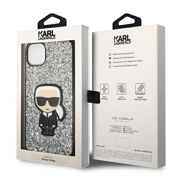 Karl Lagerfeld KLHCP14SGFKPG iPhone 14 6,1" hardcase srebrny|silver Glitter Flakes Ikonik (Фото 8)