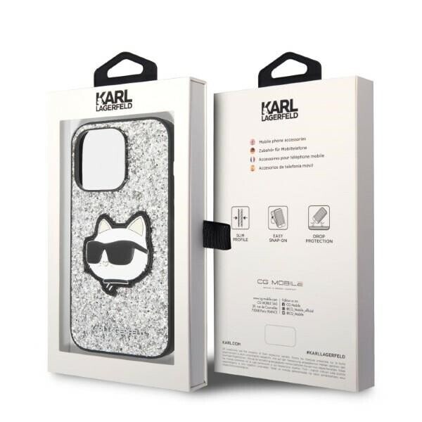 Karl Lagerfeld KLHCP14XG2CPS iPhone 14 Pro Max 6,7" srebrny|silver hardcase Glitter Choupette Patch (Attēls 8)