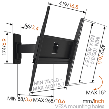 Vogel's Wall Mount - Maximum Weight Capacity 25 kg, Black (Фото 2)