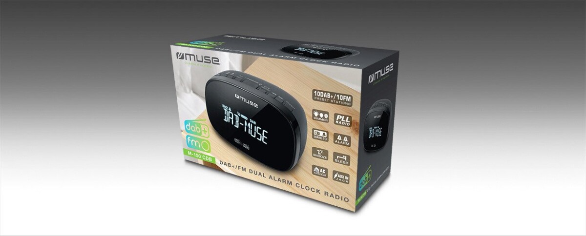 Muse DAB+/FM Dual Alarm Clock Radio M-150 CDB Alarm function, AUX in, Black (Attēls 2)