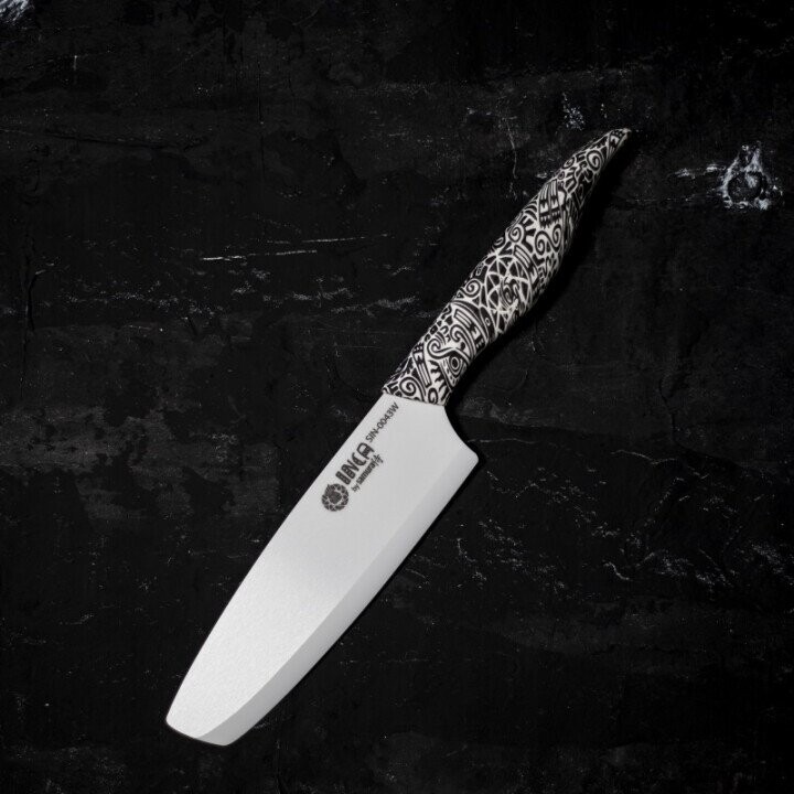 Samura Inca Кухонный нож Nakiri с 165 mm белым циркония керамическим лезвием и ABS TPR повверхностю ручкой (Фото 9)