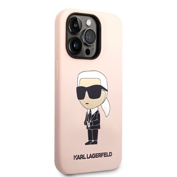 Karl Lagerfeld KLHMP14LSNIKBCP iPhone 14 Pro 6,1" hardcase różowy|pink Silicone Ikonik Magsafe (Attēls 4)
