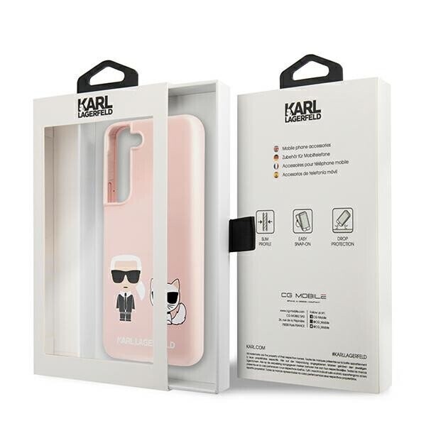 Karl Lagerfeld KLHCS22MSSKCI S22+ S906 hardcase jasno różowy|light pink Silicone Ikonik Karl & Choupette (Attēls 8)
