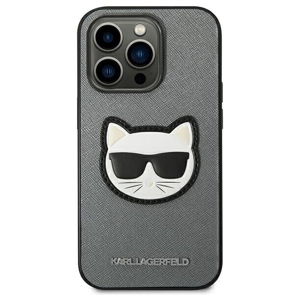 Karl Lagerfeld KLHCP14XSAPCHG iPhone 14 Pro Max 6,7" hardcase srebrny|silver Saffiano Choupette Head Patch (Attēls 3)