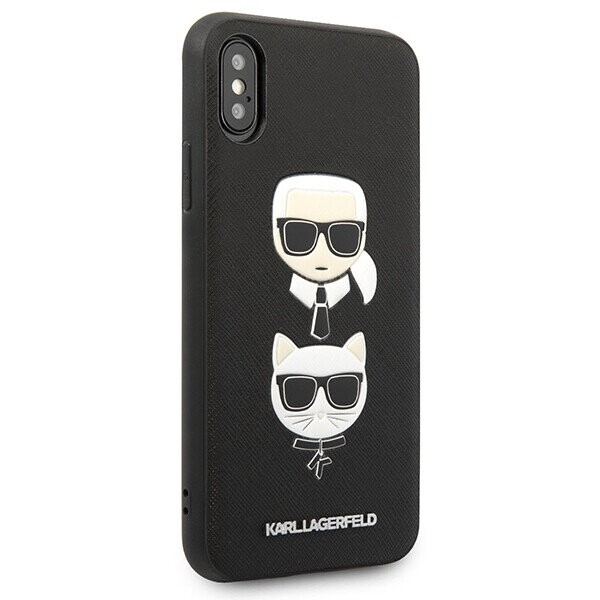 Karl Lagerfeld KLHCPXSAKICKCBK iPhone X|XS czarny|black hardcase Saffiano Karl&Choupette Head (Attēls 5)