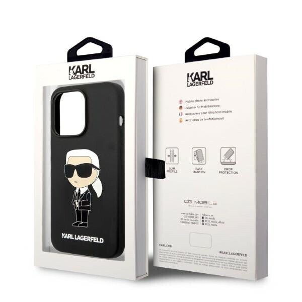 Karl Lagerfeld KLHMP14LSNIKBCK iPhone 14 Pro 6,1" hardcase czarny|black Silicone Ikonik Magsafe (Attēls 8)
