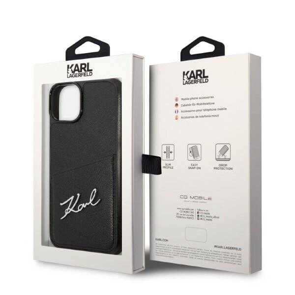Karl Lagerfeld KLHCP14SCSSK iPhone 14 6,1" hardcase czarny|black Signature Logo Cardslot (Attēls 8)