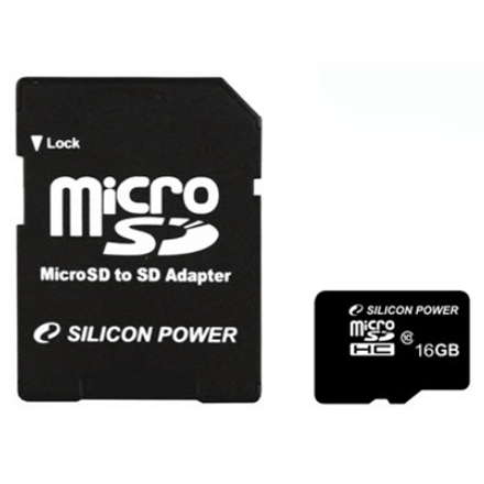 Silicon Power 16 GB, MicroSDHC, Flash memory class 10, SD adapter (Фото 2)