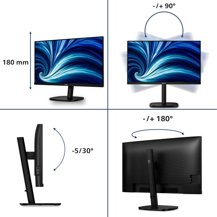 Philips 32B2U3601/00 computer monitor 80 cm (31.5") 2560 x 1440 pixels Quad HD LCD Black (Attēls 6)