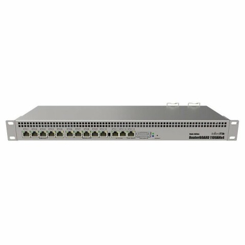 Mikrotik RouterBOARD Dude edition 1100Dx4 with Annapurna Alpine AL21400 Cortex A15 CPU (4-cores, 1.4GHz per core), 1GB RAM,13xGbit LAN, 60GB M.2 drive, RouterOS L6, 1U rackmount case, Dual PSU (Attēls 1)