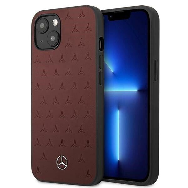 Mercedes MEHCP13MPSQRE iPhone 13 6,1" czerwony|red hardcase Leather Stars Pattern (Фото 1)