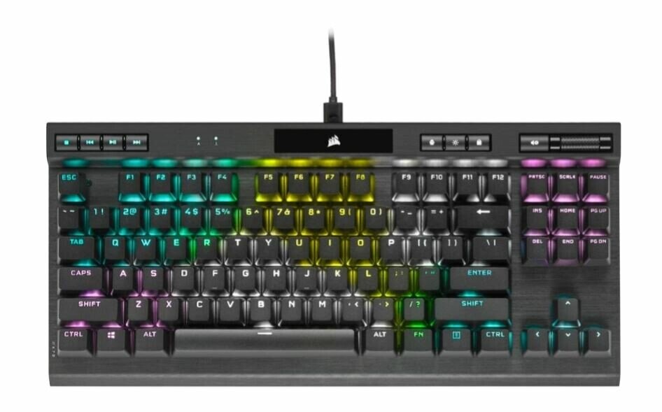 Corsair K70 RGB TKL  Mechanical Gaming keyboard, RGB LED light, NA, Wired, Black (Attēls 1)