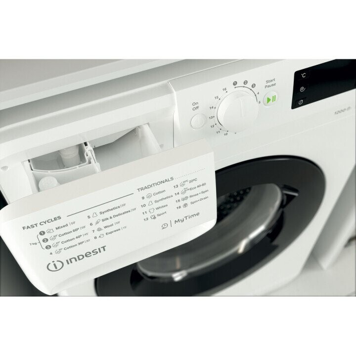 INDESIT Washing machine MTWE 71252 WK EE A +++, Front loading, Washing capacity 7 kg, 1200 RPM, Depth 54 cm, Width 59.5 cm, Display, Big Digit, White (Attēls 5)