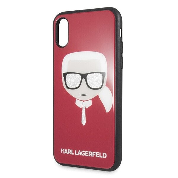 Karl Lagerfeld KLHCPXDLHRE iPhone X|Xs czerwony|red Iconic Glitter Karl`s Head (Attēls 3)